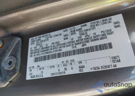 2016 Lincoln Mkc Premier from USA, damaged, VIN 5LMCJ1C99GUJ19106